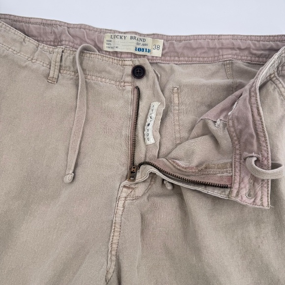 Lucky Brand Shorts Men 38 Beige Cargo Pockets Drawstring Outdoor Beach Khaki Y2K - Picture 6 of 12